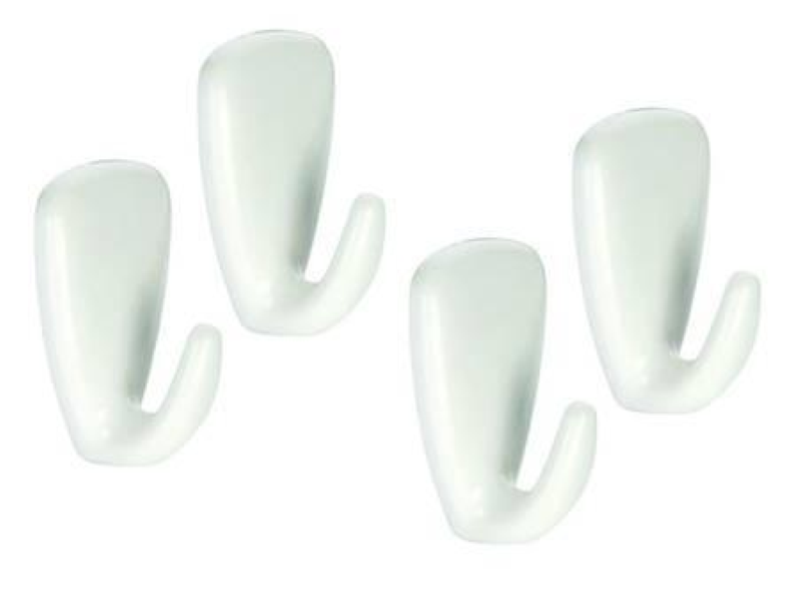 GANCIO ADESIVO PICCOLO IN PLASTICA BIANCO CM.2X3 - PZ.4 PRESTO