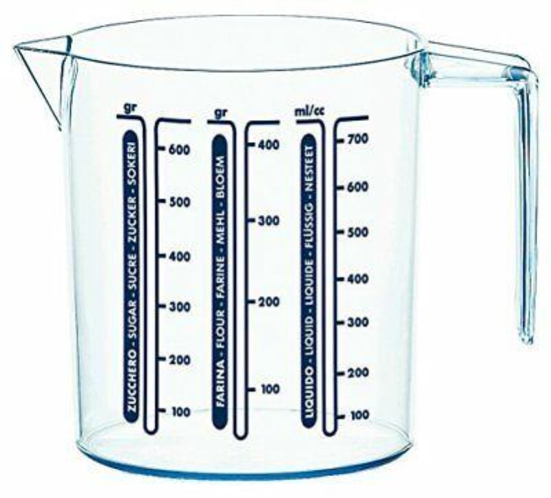 CARAFFA GRADUATA CON MANICO- piccola lt.0,750 - ø cm.10x12h.