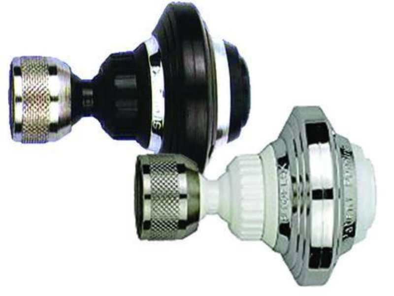 ROMPIGETTO DOPPIO SNODO A VITE DE LUXE CON DOCCETTA- art.2585/50S cromato/bianco