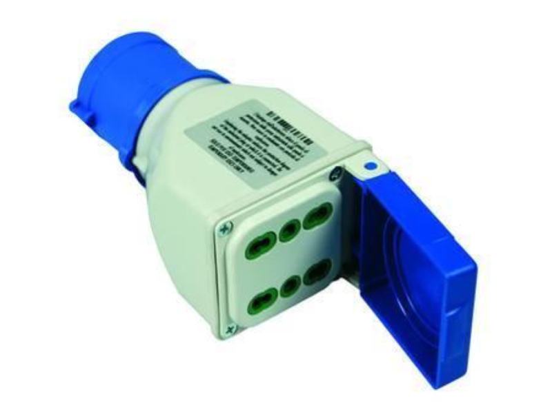 ADATTATORE INDUSTRIALE CON SPINA CEE 309 IP44 E 2 PRESE BIPASSO - 16A colore blu 73101