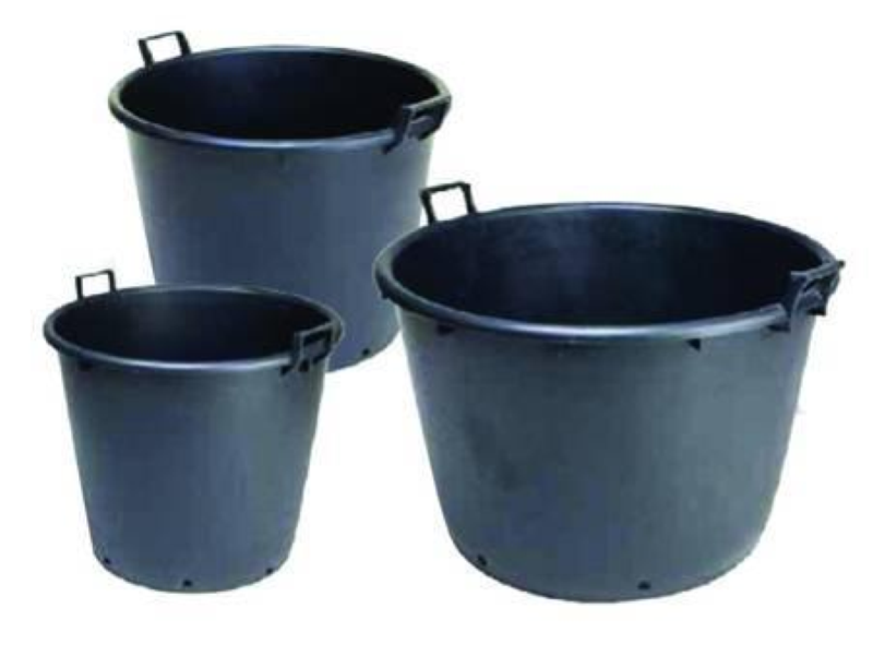 MASTELLONI TONDI  2 MANICI CON FORI PER VIVAIO- lt.90 ø cm.60x48h.