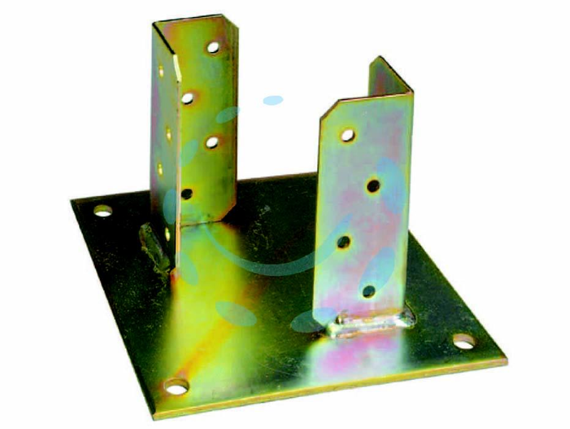 SUPPORTO A PAVIMENTO CON PIASTRA PER TRAVE- base mm.150x150 p/trave da mm.90x90x130h.