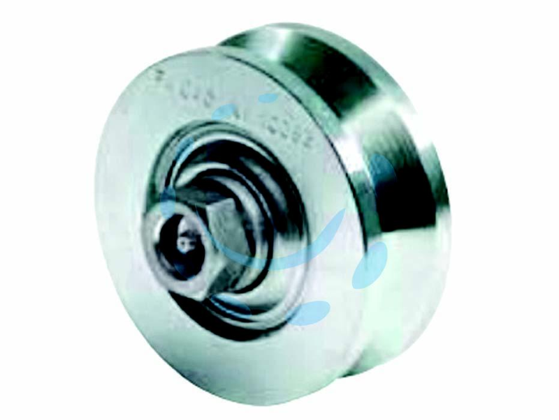 RUOTA CANCELLI GOLA V CON INGRASSATORE DUE CUSCINETTI ART.323 - mm.117x44