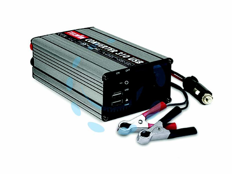CONVERTITORE INVERTER 12V-230V 310W CON 2 USB - cm.17x9,5x5,4 - 0,8 Kg.