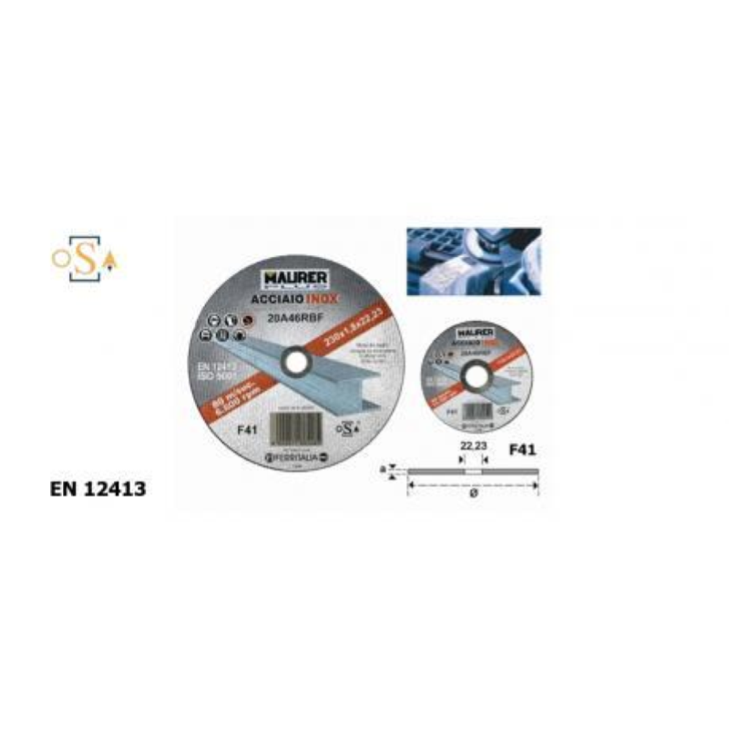 DISCHI ABBRASIVI TAGLIO ACCIAIO INOX D.115 MM.1,6 PZ.5+1