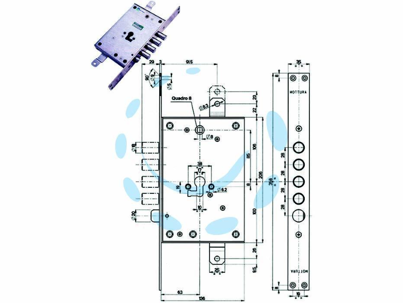 SERRATURA TRIPLICE INFILARE CON SCROCCO CIL. EUROPEO BLINDATE 85771/28