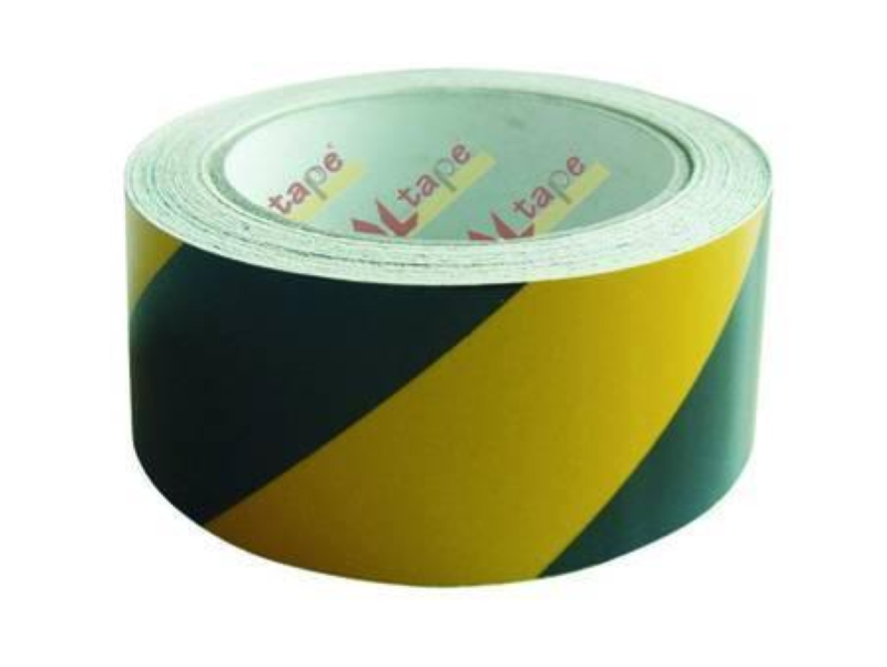 NASTRO SEGNALETICO ADESIVO IN PVC GIALLO/NERO- mm.50h. rotoli da mt.33 giallo/nero