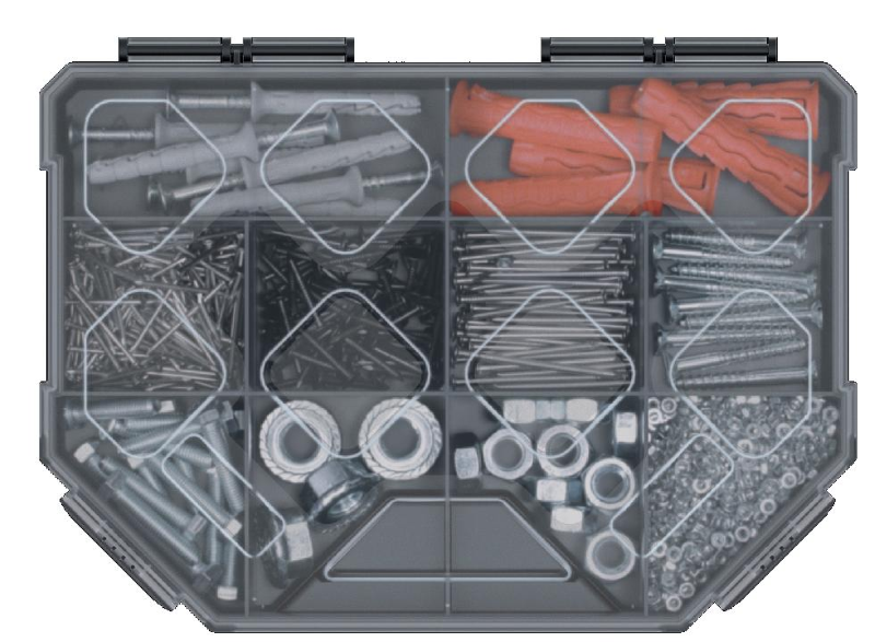 VALIGETTA PORTAMINUTERIA TAGER - mm.195x142x40h. - 10 scomparti fissi