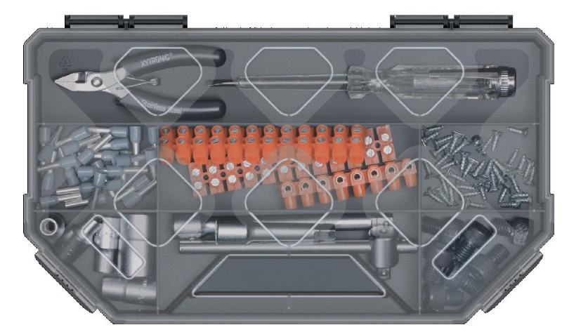 VALIGETTA PORTAMINUTERIA TAGER - mm.243X142X40h. - 7 scomparti fissi