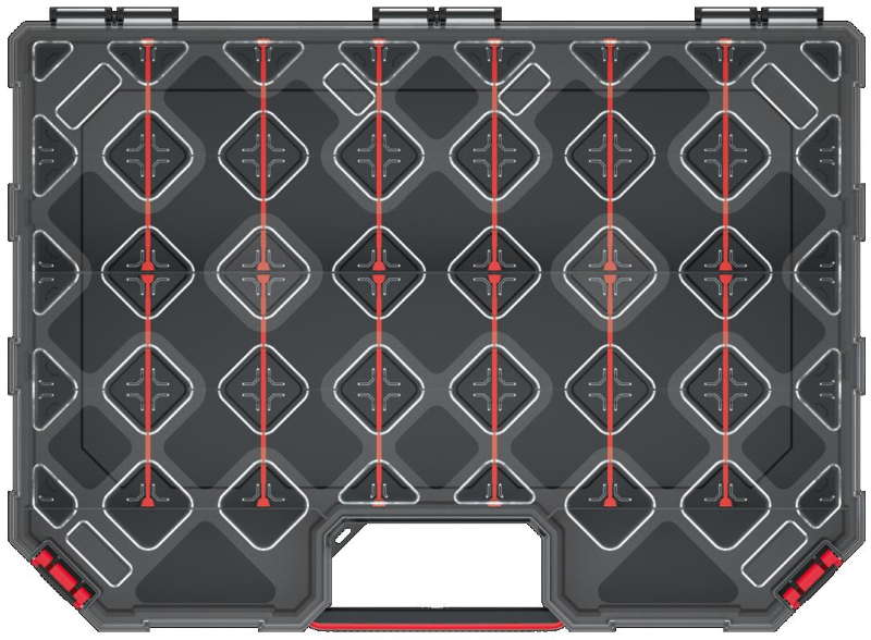 VALIGETTA PORTAMINUTERIA TAGER - mm.390x284x60h.- 14 scomp. amov. 2 scomp. fissi