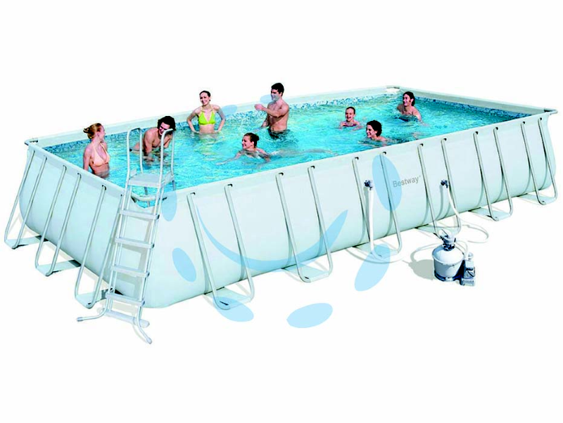 PISCINA POWER STEEL RETTANGOLARE TELAIO PORTANTE CM.956X488X132 - kg.224,5 - lt.52.231- filtro sabbia (art.56623)