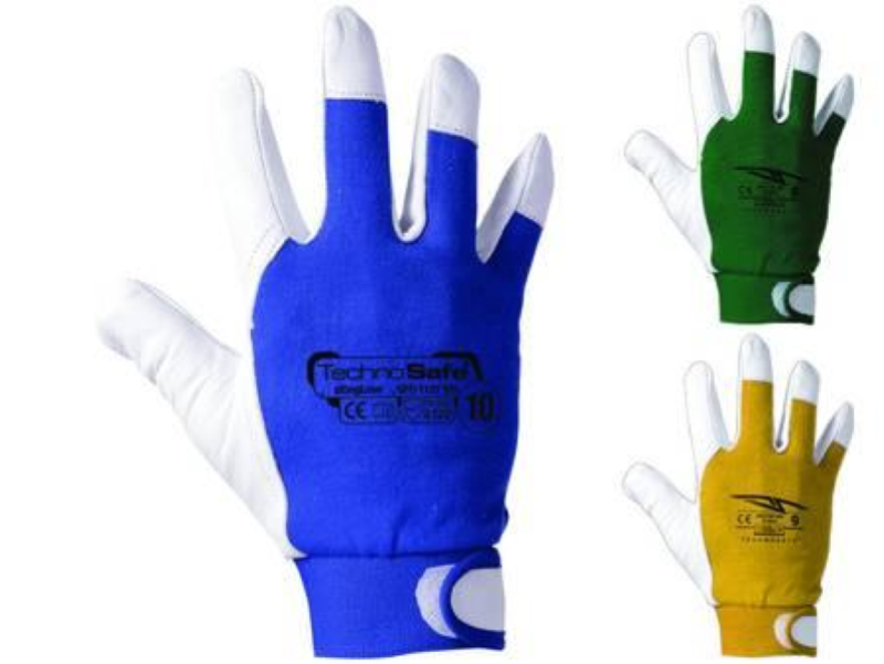GUANTI IN PELLE FIORE OVINA DORSO COTONE- tg. 9 giallo