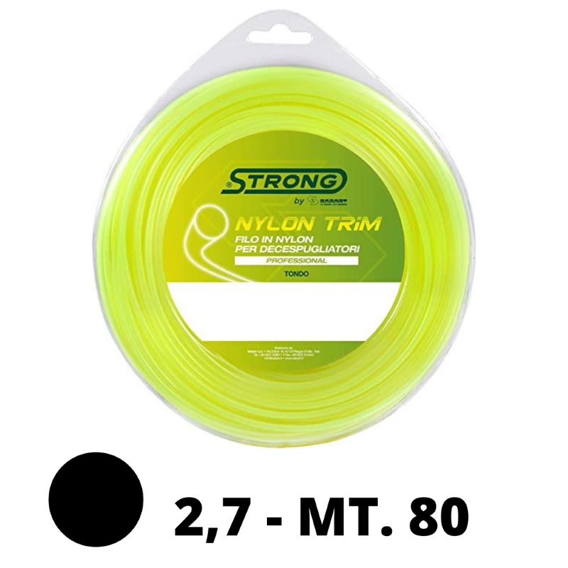 FILO PER DECESPUGLIATORE NYLON STRONG - TONDO MT.80 - mm.2,7