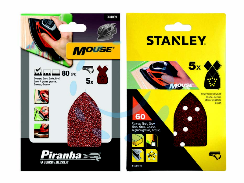 SET 5 FOGLI ABRASIVI CON VELCRO PER MOUSE - grana 80 (X31004)