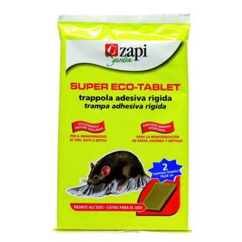 TAVOLETTE PER TOPI SUPER ECO-TABLET- busta con 2 tavolette adesive da cm.20x30