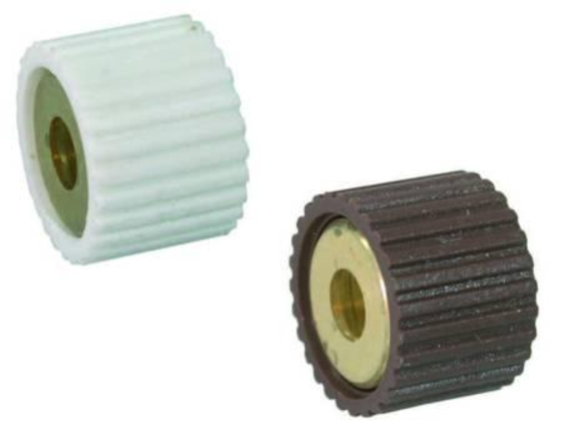 MENSOLE CILINDRICHE FORATE IN OTTONE - ø mm.12x10 rivestite in plastica - marrone