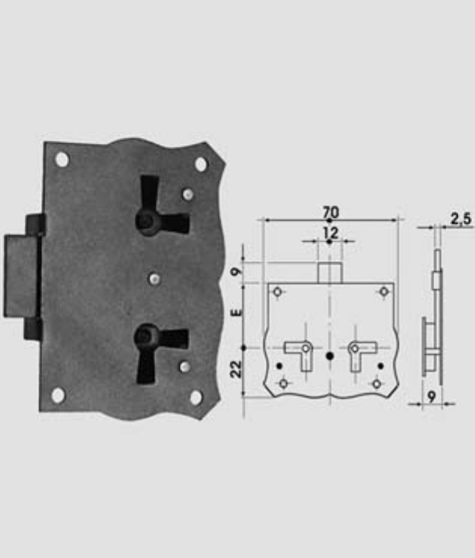 SERRATURA DA APPLICARE CAS IN STILE A.1076 - mm.30