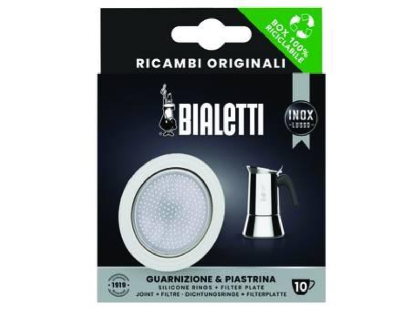 SET GUARNIZIONI PZ.1 + 1 FILTRO PER CAFFETTIERA ACCIAIO- 1 e 2 tazze
