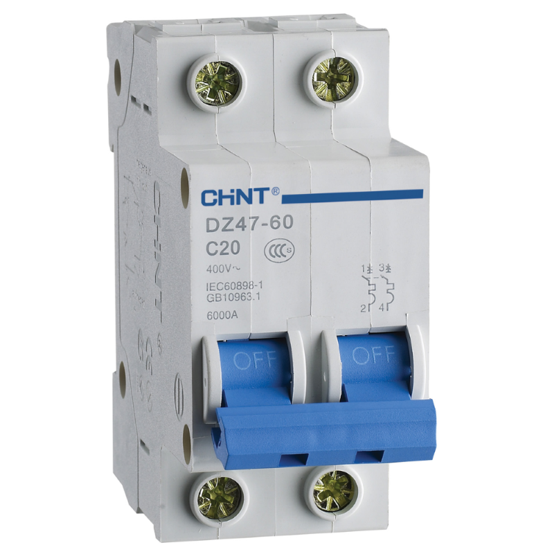 INTERRUTTORE AUTOMATICO MODULARE MAGNETOTERMICO DZ47-60 C16-1PN-4 5 - 2P N 20A