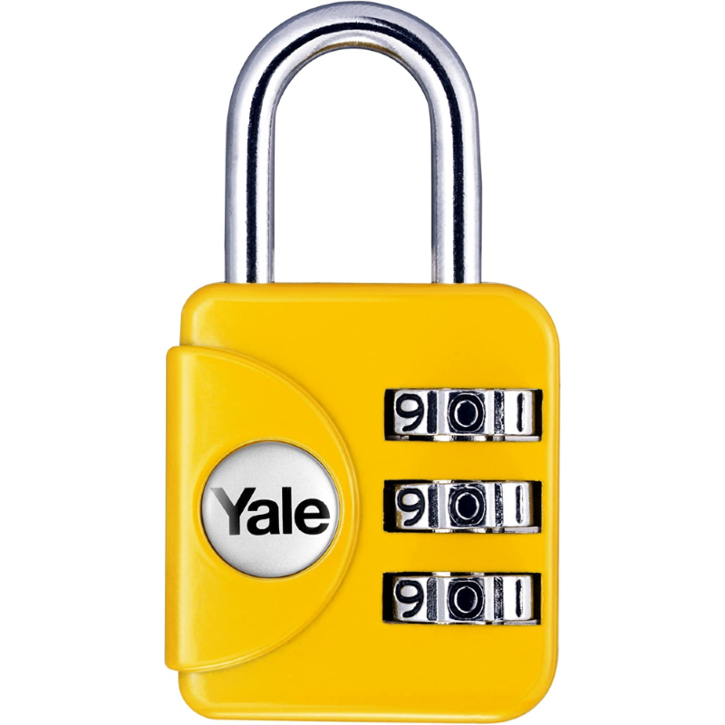 LUCCHETTO AD ARCO A COMBINAZIONE DA VIAGGIO PER VALIGE P1 - mm.28 giallo (YP1/28/121/1Y)