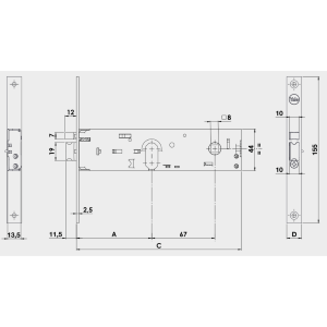 ELETTROSERRATURA INFILARE PER FASCE SOLO SCROCCO MM.44 H 85900 - mm.70 (Y8590070080VNE)