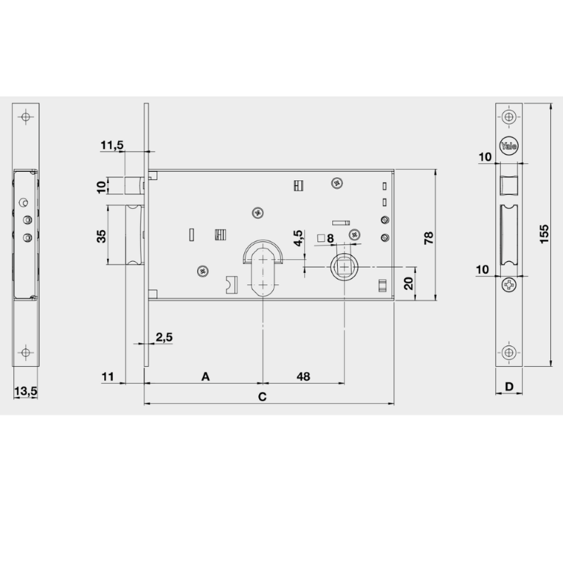 ELETTROSERRATURA INFILARE PER FASCE SOLO SCROCCO MM.78 H 85500 - mm.70 (Y8550070080)
