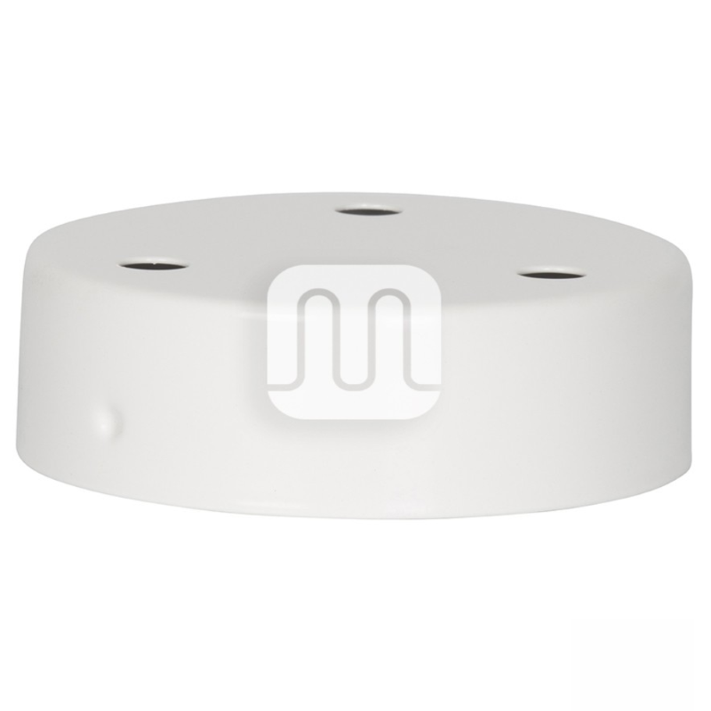 ROSONE TONDO METALLO D.100 H.30 - 3 FORI DA MM.10 - CON STAFFA - BIANCO