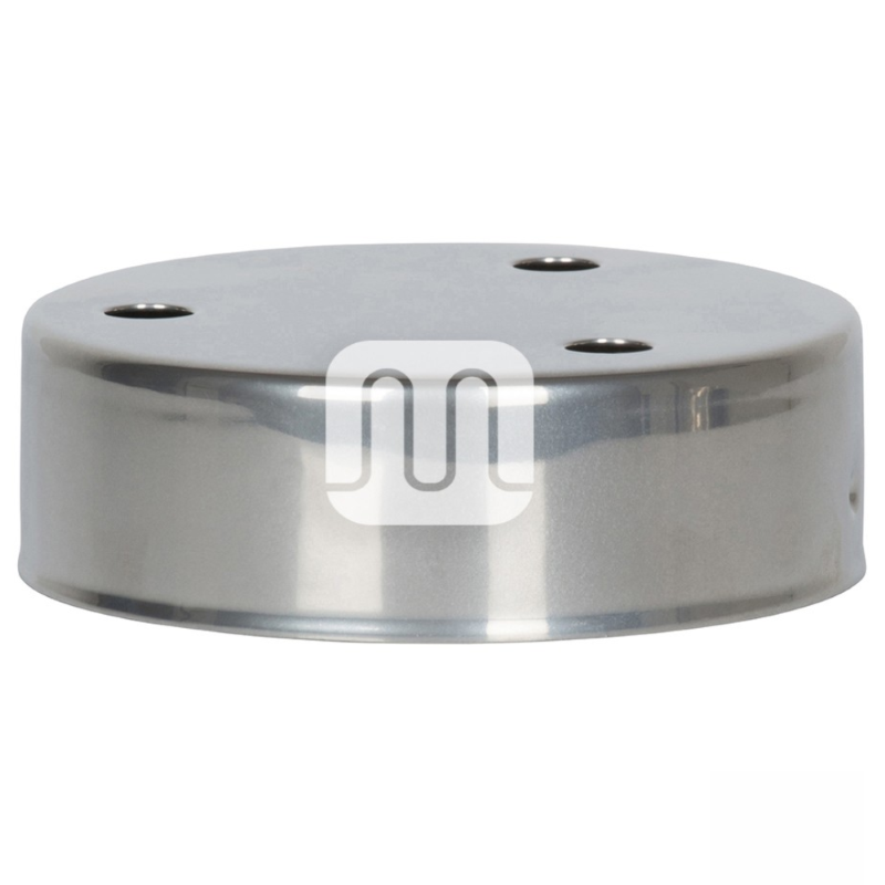 ROSONE TONDO METALLO D.100 H.30 - 3 FORI DA MM.10 - CON STAFFA - CROMATO