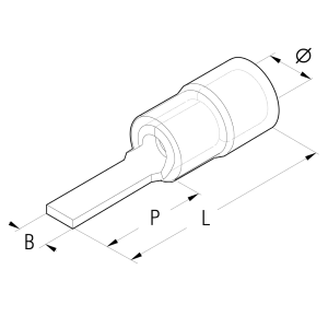 TERMINALI CAPICORDA · PREISOLATI IN PVC · PUNTALE PIATTO - Blu 1.5 ÷ 2.5 - P=12,8X3 - BF-PP12