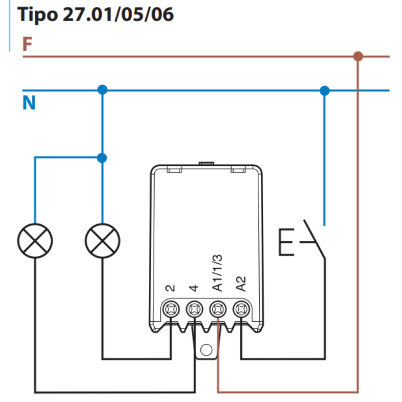 RELE AD IMPULSI (PASSO PASSO) 230V INTERRUTTORE UNIPOLARE - 1 CONTATTO - 27018230