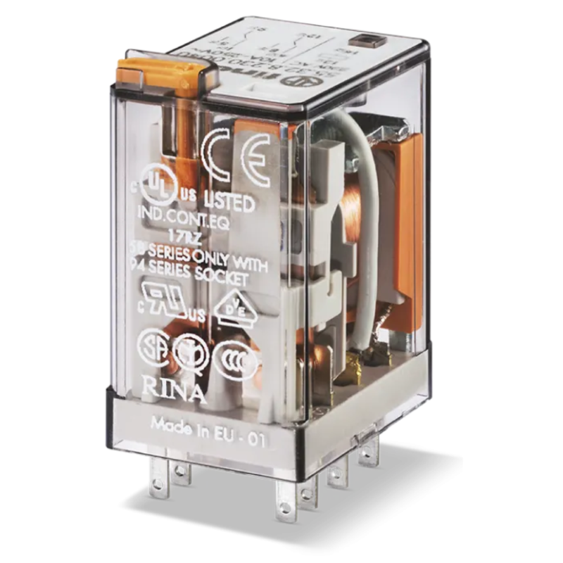 RELE INDUSTRIALE 10A 220V - 2 SCAMBI - INNESTO SU ZOCCOLO SERIE 94 - 55.32.8.230