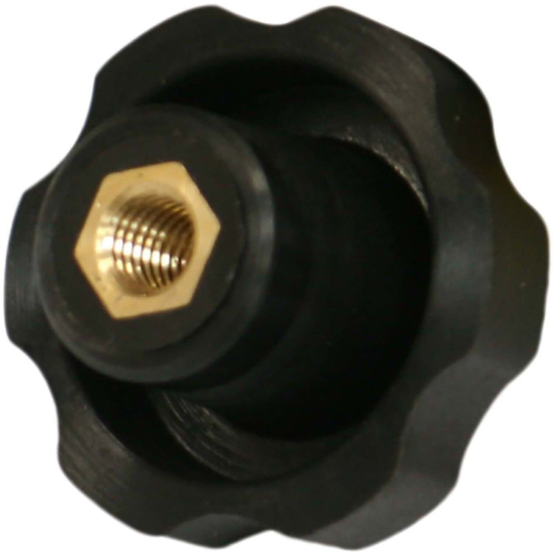 VOLANTINO CON BUSSOLA IN FERRO FILETTATA IN ABS NERO- ø volantino mm.50, bussola M10