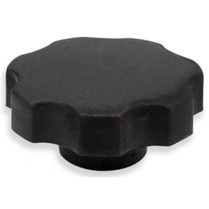 VOLANTINO CON BUSSOLA IN FERRO FILETTATA IN ABS NERO- ø volantino mm.50, bussola M10