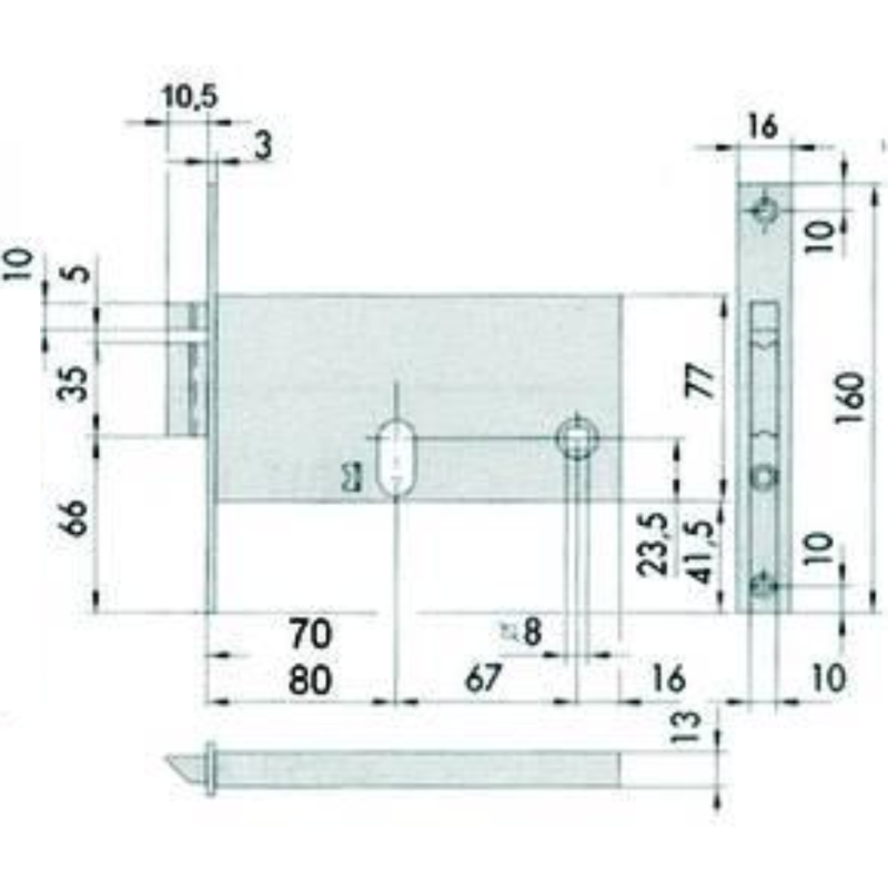 ELETTROSERRATURA DA INFILARE PER FASCE MM.77 H 14450 - mm.70 (14450700)