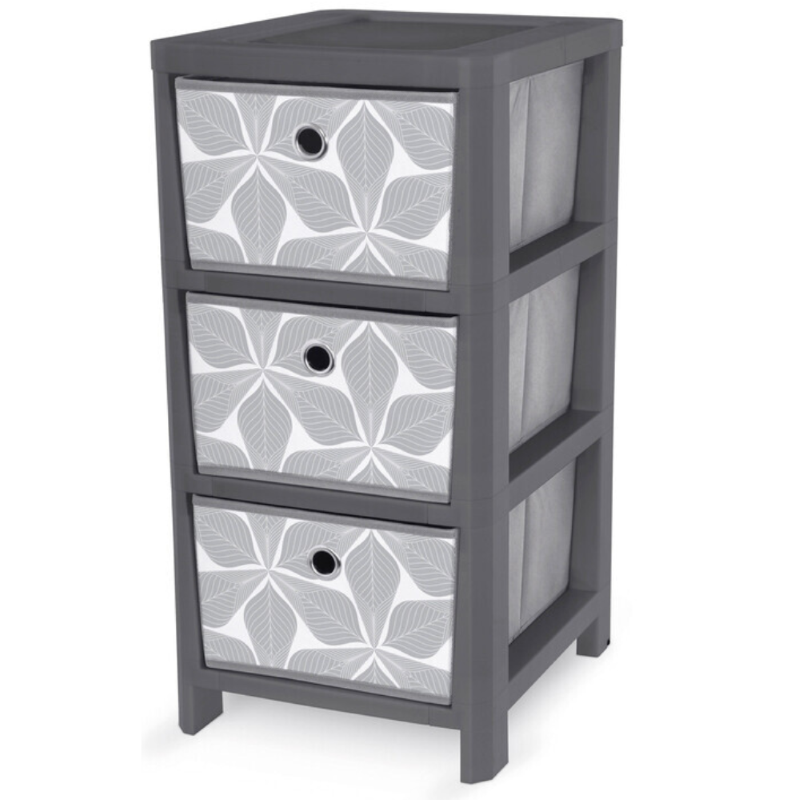 DK LIVING CASSETTIERA 3 CASSETTI LEAF CM 32X37X64H
