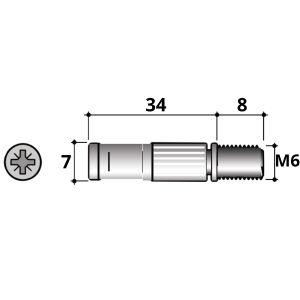 VITE TIRANTE ZINCATA PER ECCENTRICO TE03FZ - ø mm. 7x42 - M6
