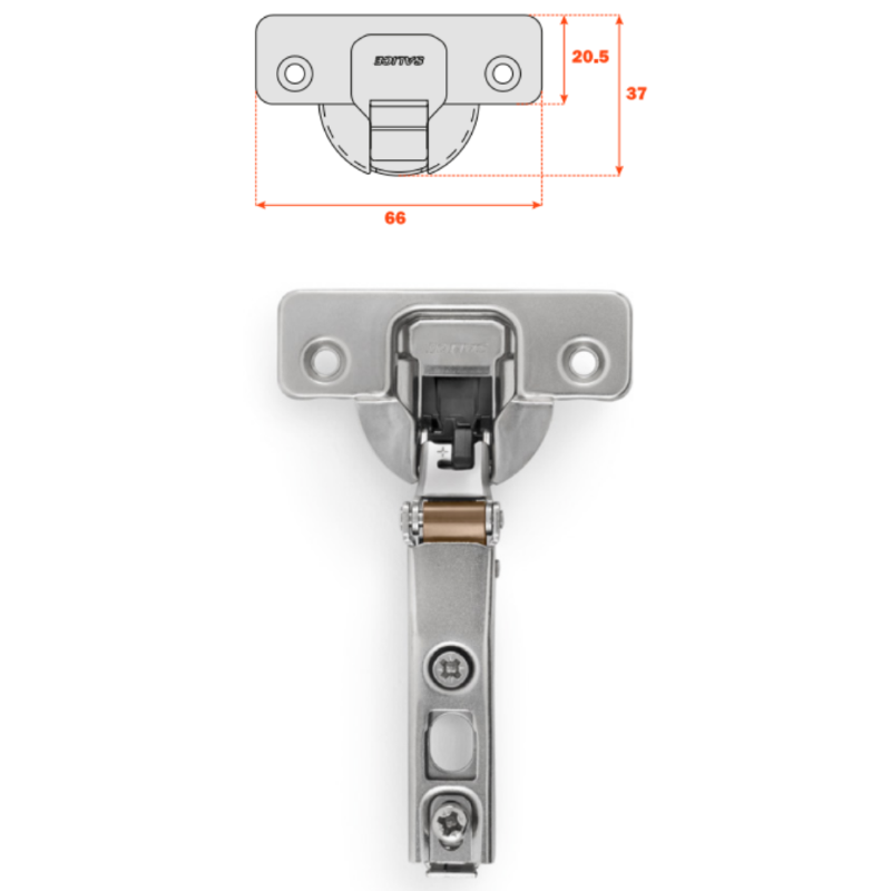 CERNIERE INCASSO PER PENSILI COLLO ALTO SILENTIA PLUS 110° REGOLABILI- foro ø mm.35