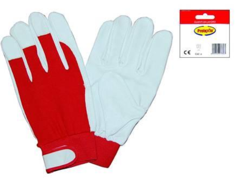 GUANTI DA AUTISTA IN MAIALINO DORSO COTONE ROSSO- tg. 8