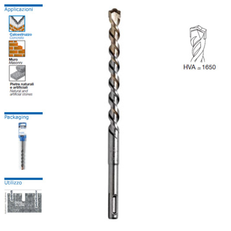 PUNTA DA MURO SDS-PLUS - Lunghezza mm. 110 - Lunghezza utile mm. 50 - Diametro mm. 8