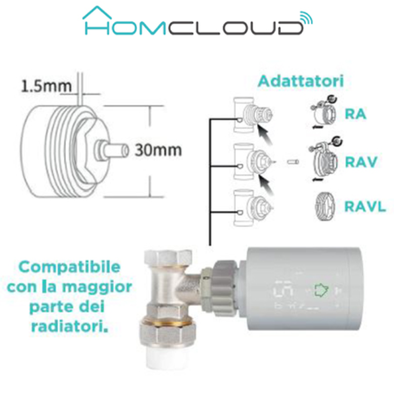 VALVOLA TERMOSTATICA PER RADIATORI SMART DIGITALE ZIGBEE