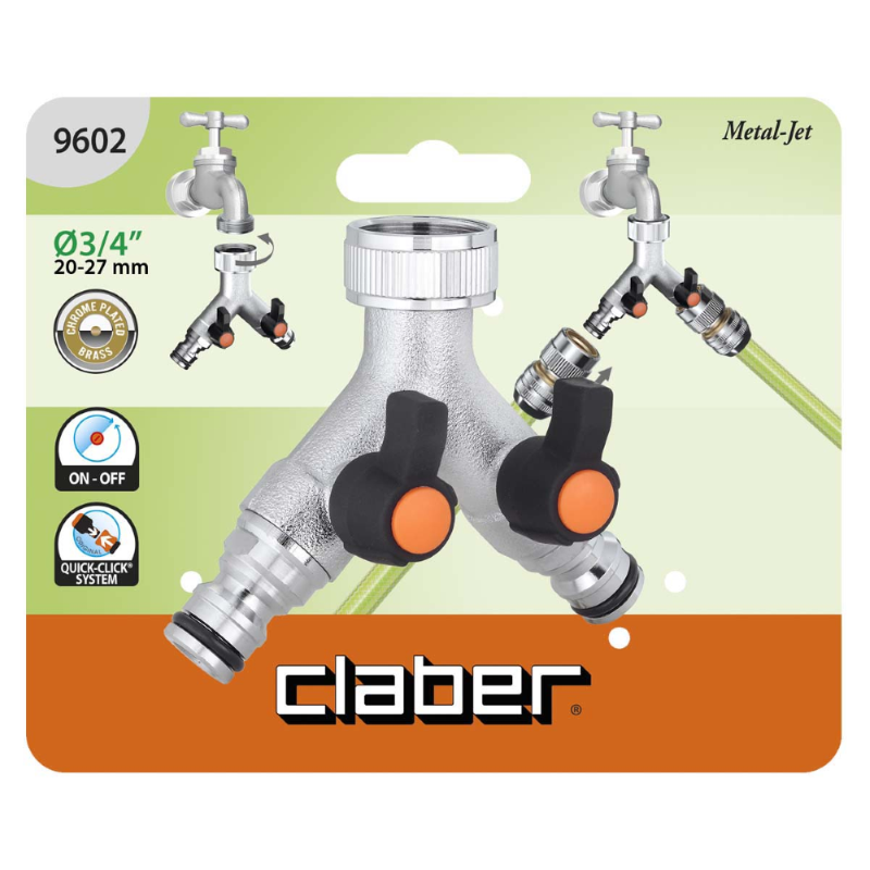 PRESA A 2 VIE REGOLABILI F 3/4" METAL-JET CLABER 9602