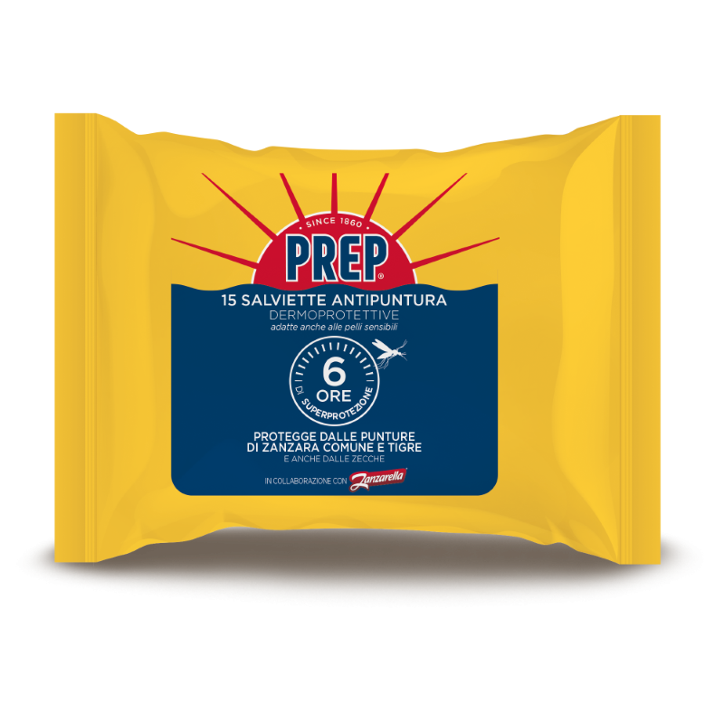 SALVIETTE REPELLENTI DERMOPROTETTIVEDA ZANZARE PREP - pz.15
