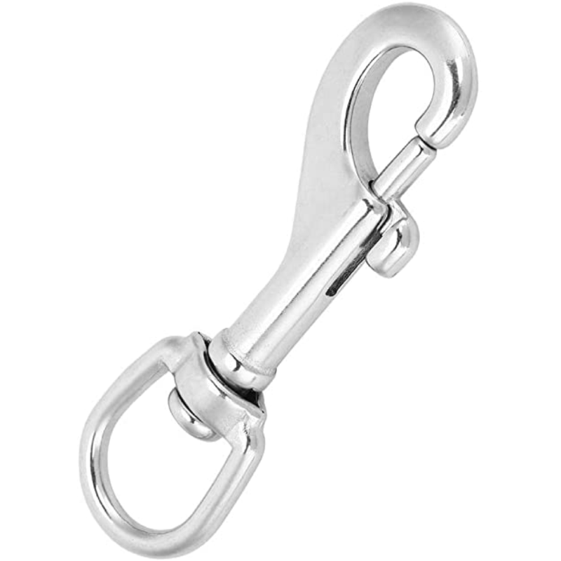 MOSCHETTONI A SCATTO CON ANELLO GIREVOLE IN ACCIAIO NICHELATO - mm.90 grandi