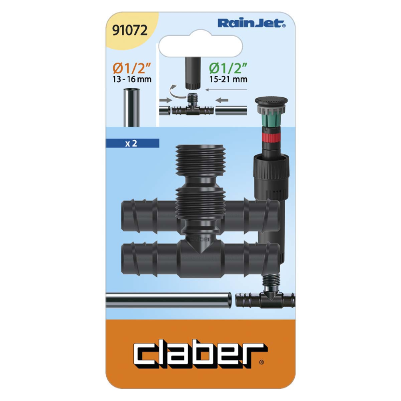 RACCORDO PER MICROIRRIGAZIONE TUBO 1/2" A 3 VIE M 1/2" IN BL. 91072