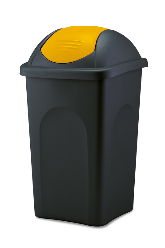 BIDONE "MULTIPAT" CON BASCULA LT.60- cm.39x39x68h. - nero/giallo