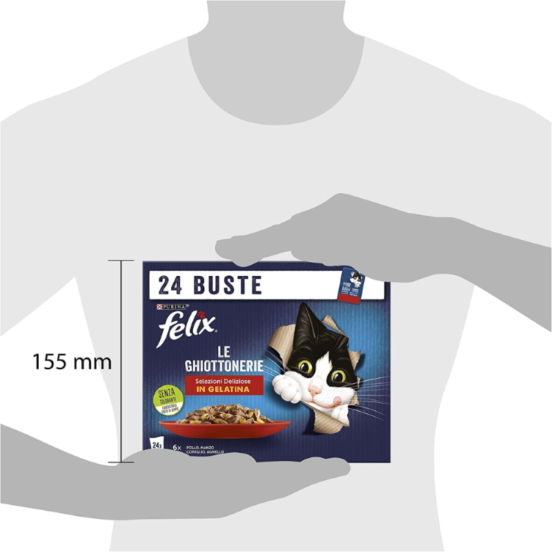 CIBO UMIDO PER GATTI LE GHIOTTONERIE CON MANZO, POLLO, CONIGLIO, AGNELLO - 24 BUSTINE DA 85 g 