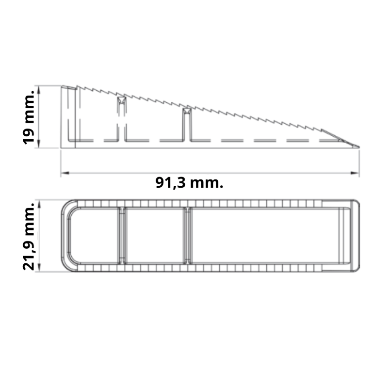 DISTANZIATORE A CUNEO AUTOLIVELLANTE PER PIASTRELLE- mm.1x39x21h.