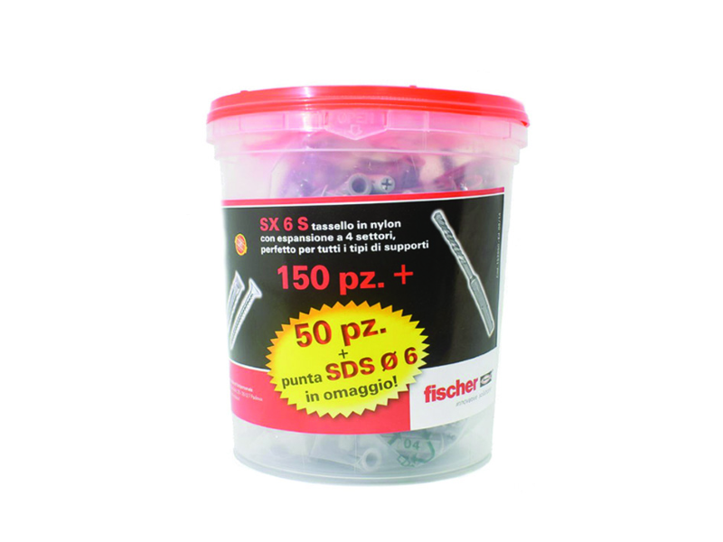 TASSELLO IN NYLON CON VITE PROMOPACK "SX 6 S"- ø mm.6x30 vite mm.4,5x40 conf.pz.150+50 omaggio