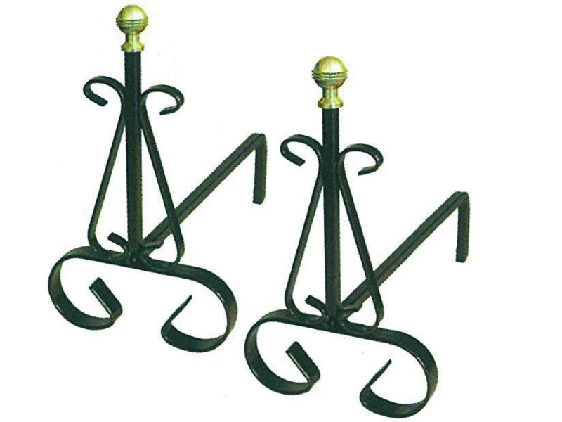 ALARI PER CAMINO CON POMOLI IN OTTONE- cm.19x31x30h.
