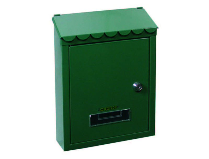 CASSETTA POSTALE MEDIA CON TETTO E CHIAVE A CILINDRO VERDE- cm.21x7x30h. - colore verde